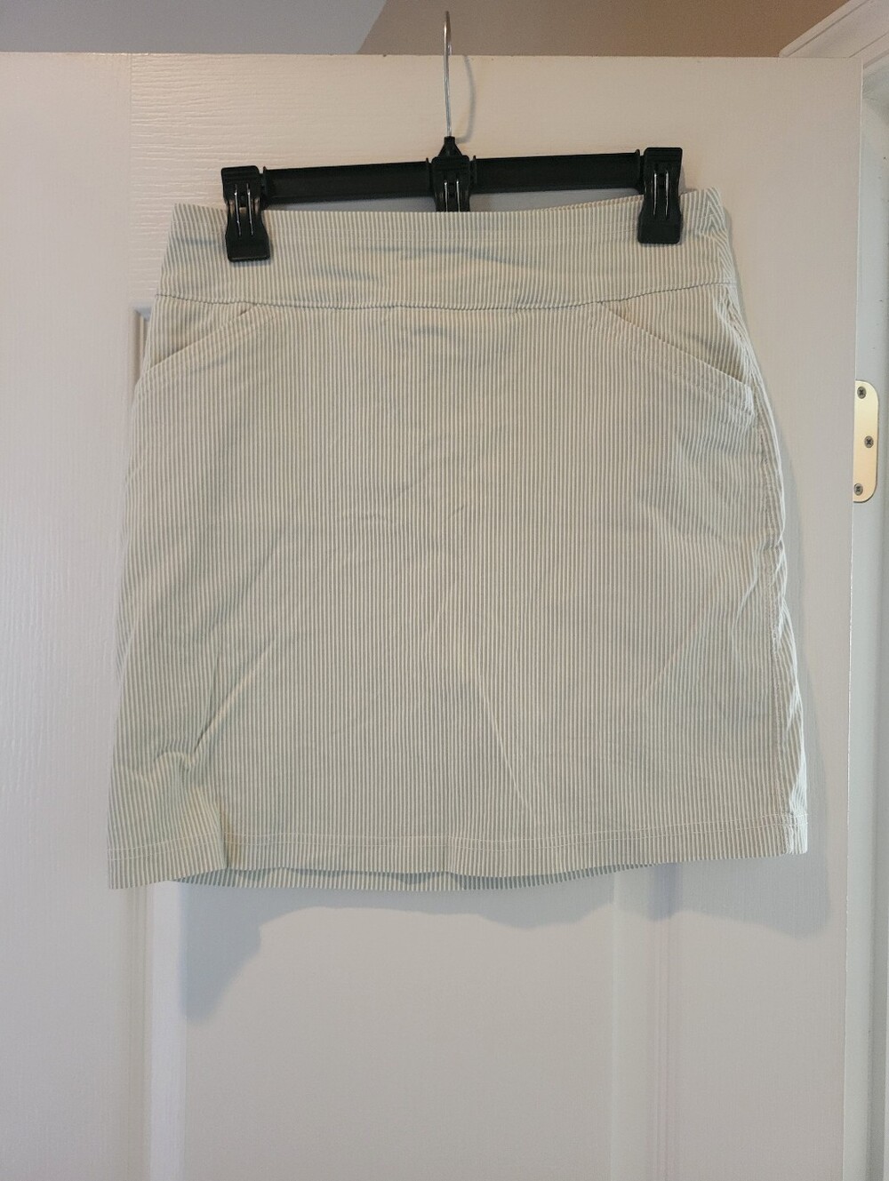 Mario Serrani Green White Striped Golf Tennis Skort Pockets Women Size Small